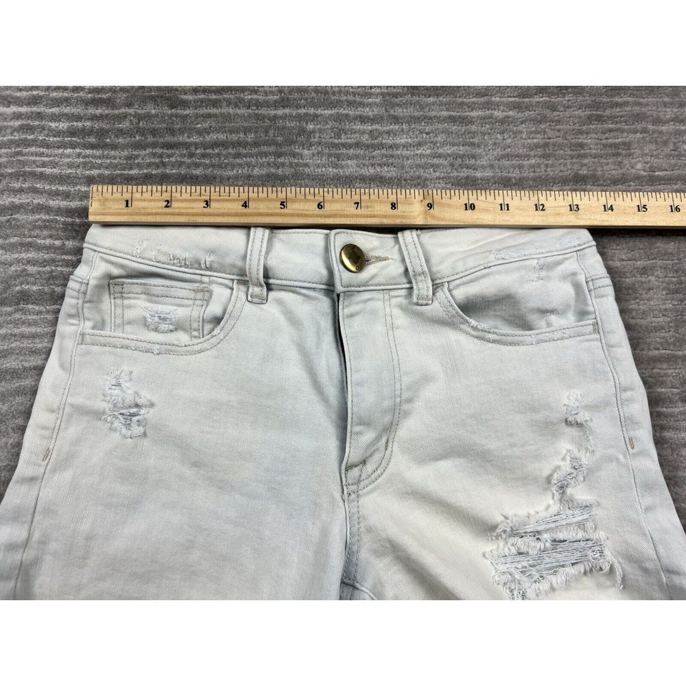 American‎ Eagle Shorts Womens 4 Blue Light Wash Hi Rise Shortie Super Stretch - Picture 4 of 13